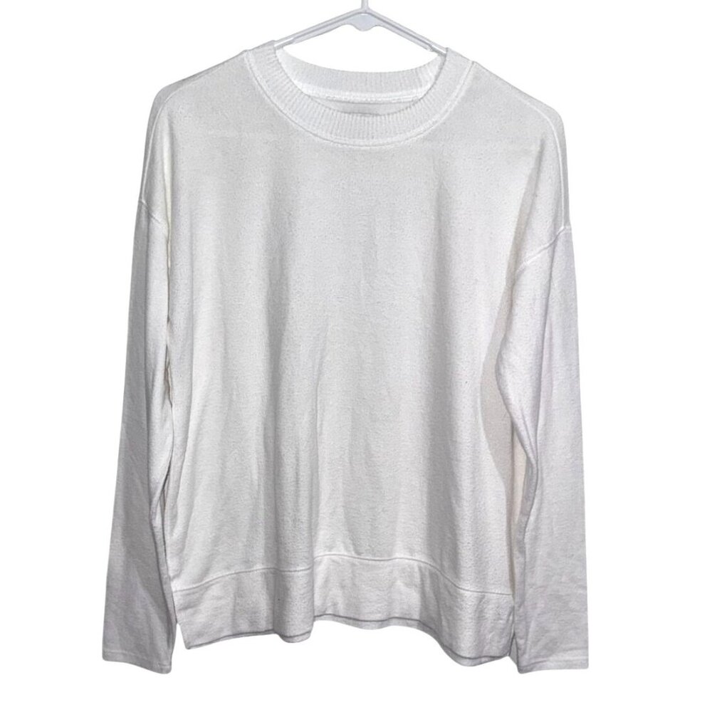 Lucky Brand White Long-Sleeve Lightweight Sweater Womens S/P 100% Cotton